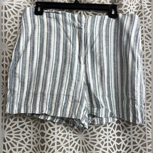 Rachel Zoe Blue and White Striped Women's Linen Shorts